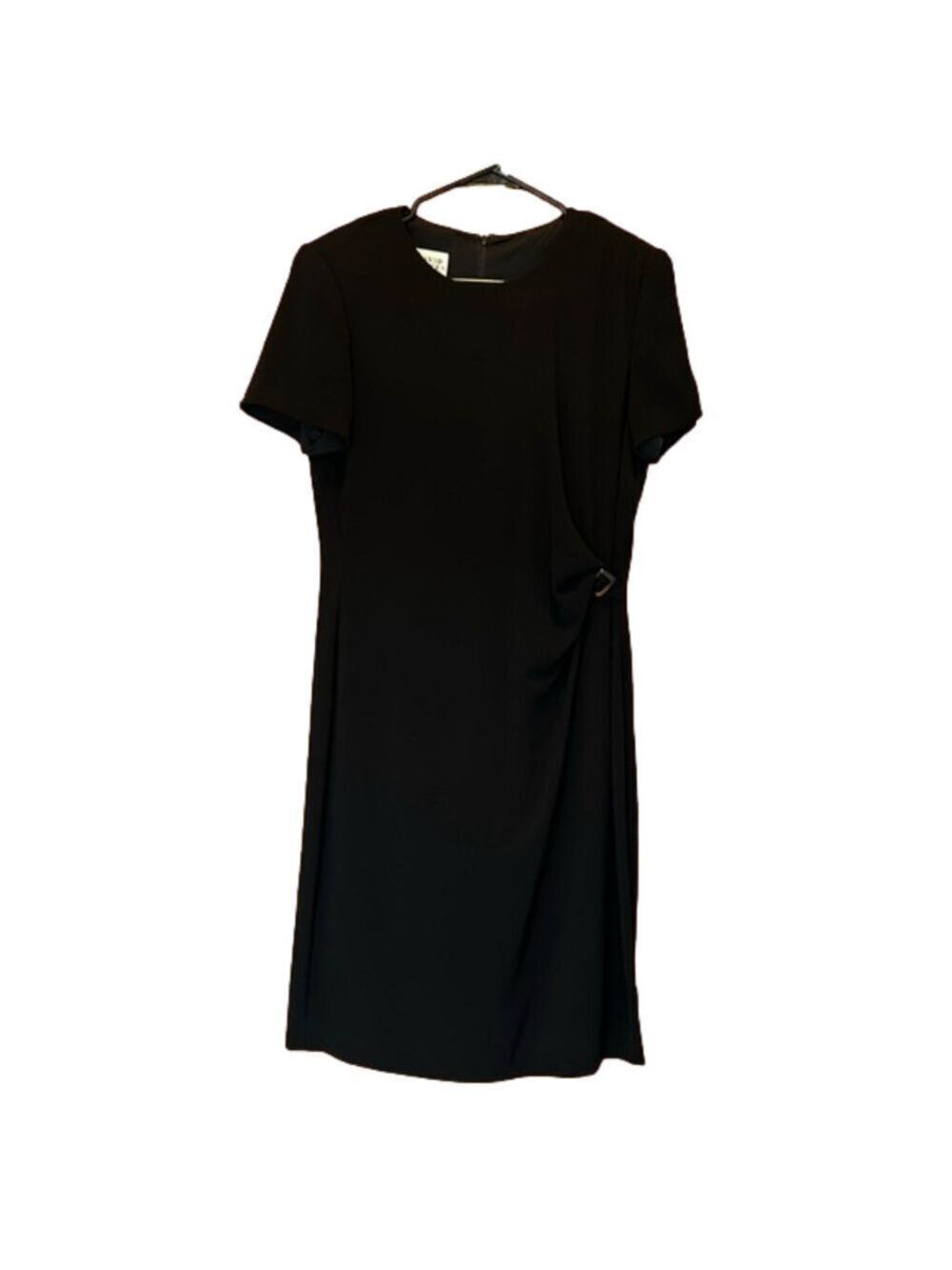 David Warren Knee Length Black Wrap Short Sleeve Dress Size 12